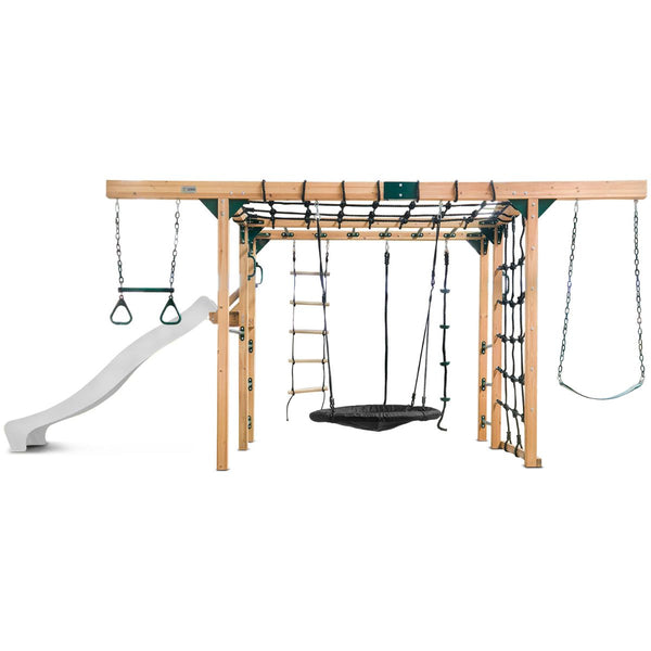 Lifespan Kids Orangutan Monkey Bars Jungle Gym Climbing Frame with 2.2m Slide (White) Awezingly