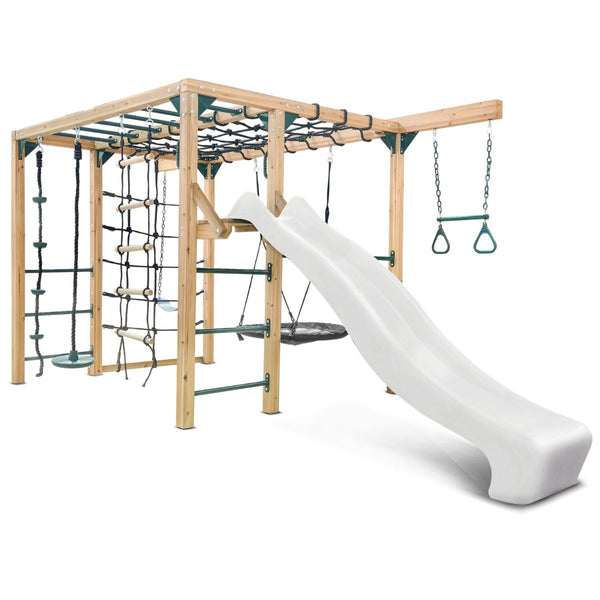 Lifespan Kids Orangutan Monkey Bars Jungle Gym Climbing Frame with 2.2m Slide (White) Awezingly