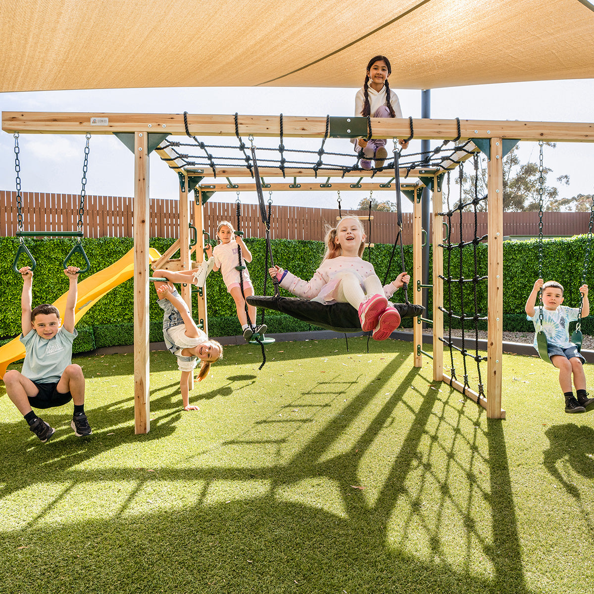 Lifespan Kids Orangutan Monkey Bars Jungle Gym Climbing Frame with 2.2m Slide (Yellow) Awezingly