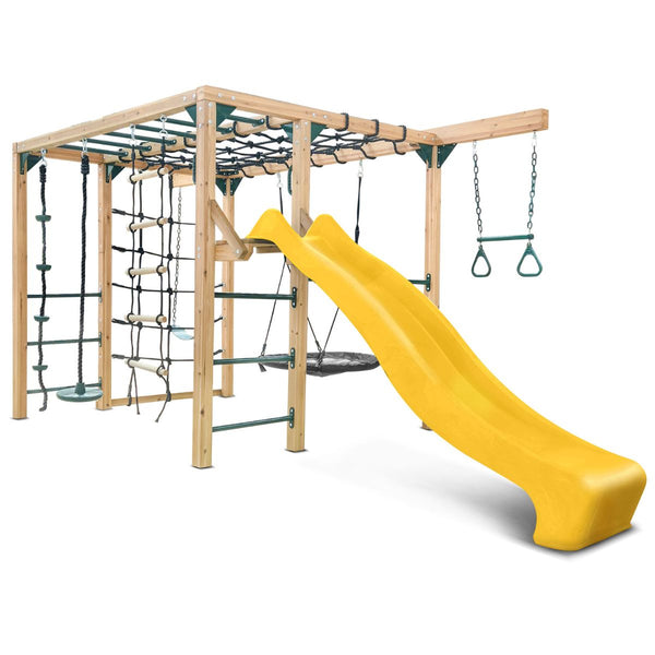 Lifespan Kids Orangutan Monkey Bars Jungle Gym Climbing Frame with 2.2m Slide (Yellow) Awezingly