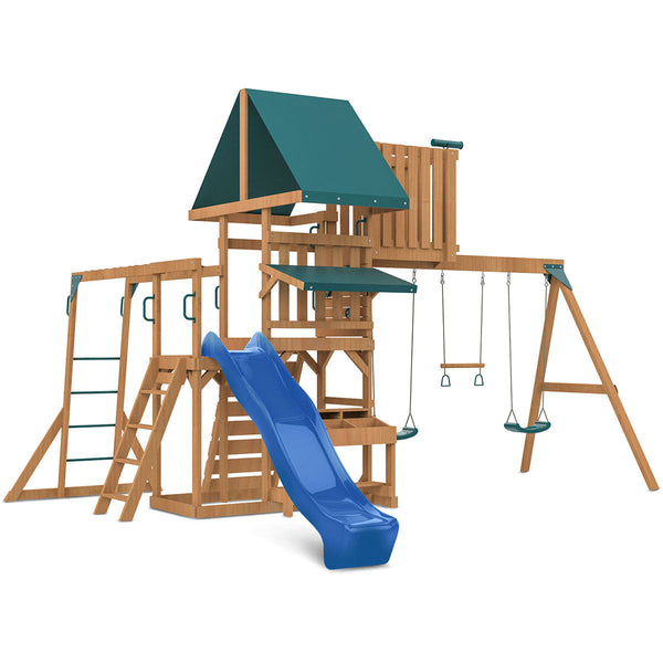Lifespan Kids Walton Swing Set, Monkey Bars & Play Centre with 2.2m Slide (Blue) Awezingly