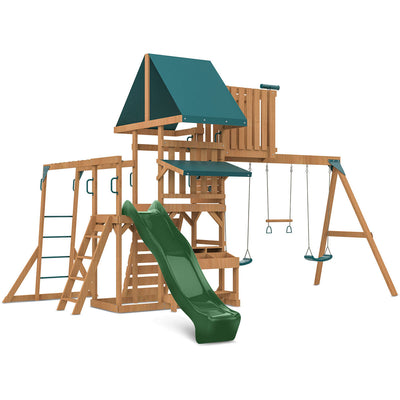 Lifespan Kids Walton Swing Set, Monkey Bars & Play Centre with 2.2m Slide (Green)