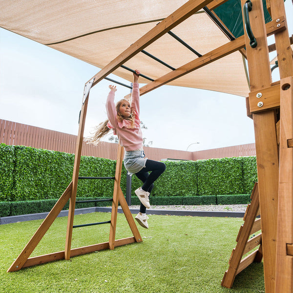 Lifespan Kids Walton Swing Set, Monkey Bars & Play Centre with 2.2m Slide (Green) Awezingly