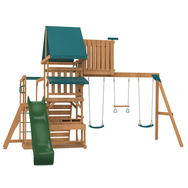 Lifespan Kids Walton Swing Set, Monkey Bars & Play Centre with 2.2m Slide (Green) Awezingly