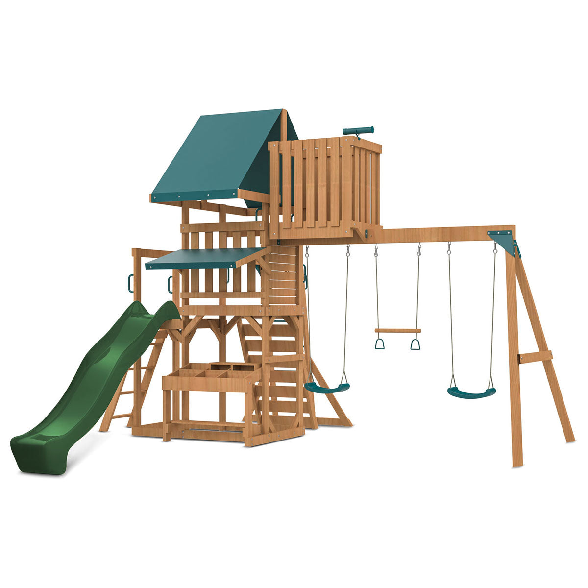 Lifespan Kids Walton Swing Set, Monkey Bars & Play Centre with 2.2m Slide (Green) Awezingly