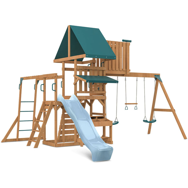 Lifespan Kids Walton Swing Set, Monkey Bars & Play Centre with 2.2m Slide (Pastel Blue) Awezingly
