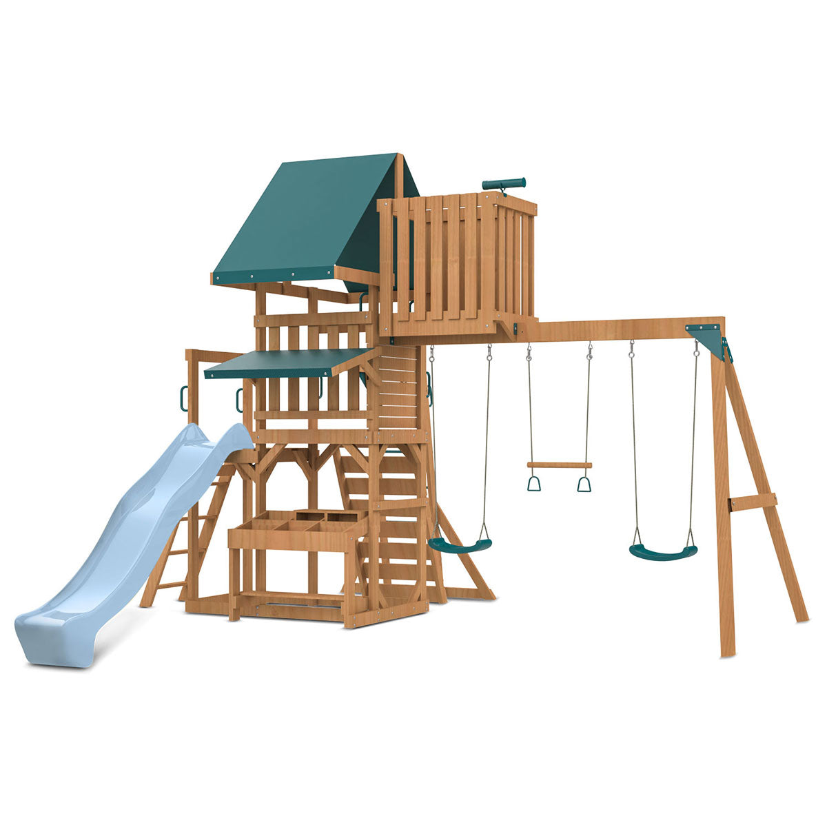 Lifespan Kids Walton Swing Set, Monkey Bars & Play Centre with 2.2m Slide (Pastel Blue) Awezingly