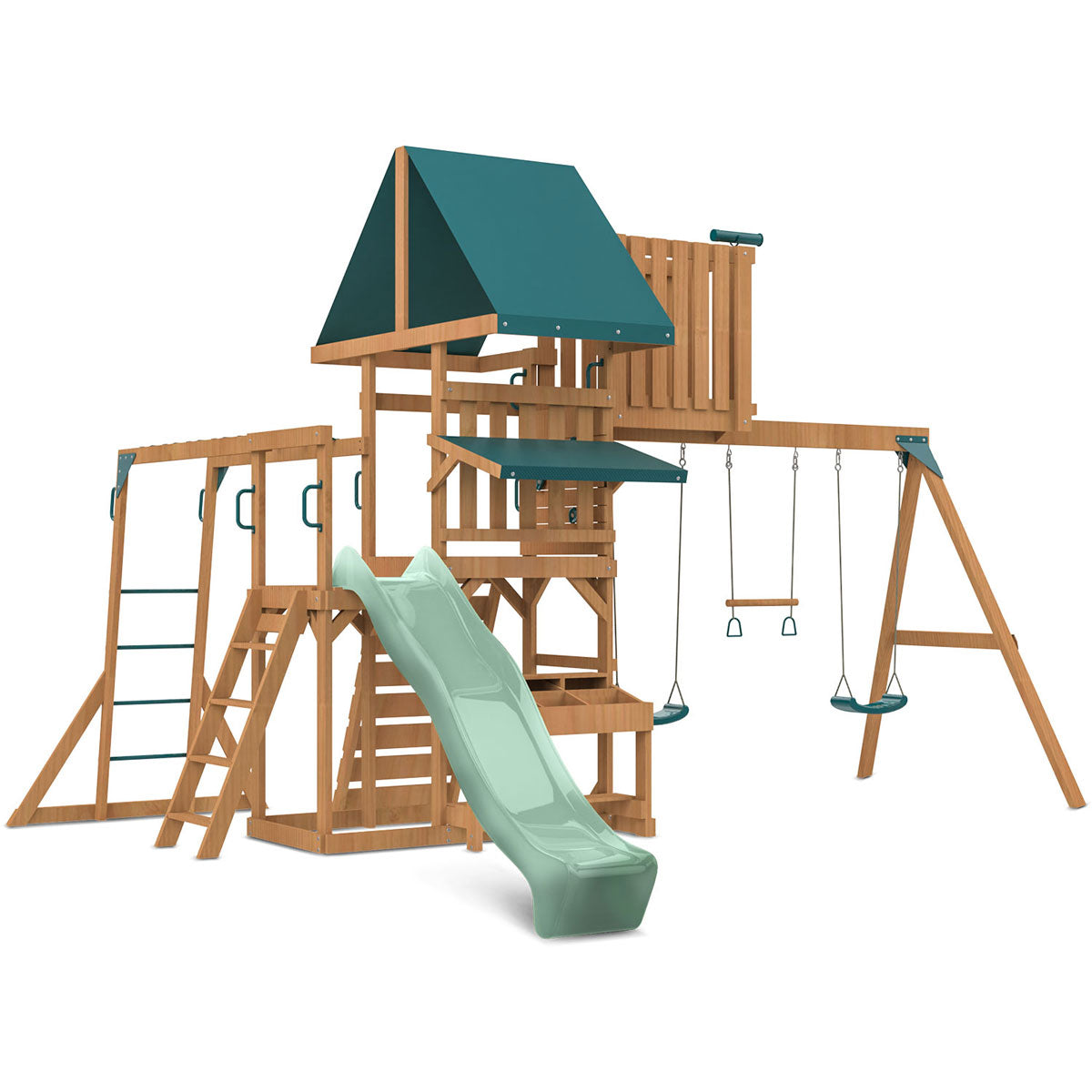 Lifespan Kids Walton Swing Set, Monkey Bars & Play Centre with 2.2m Slide (Pastel Green) Awezingly