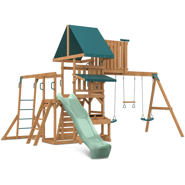 Lifespan Kids Walton Swing Set, Monkey Bars & Play Centre with 2.2m Slide (Pastel Green) Awezingly