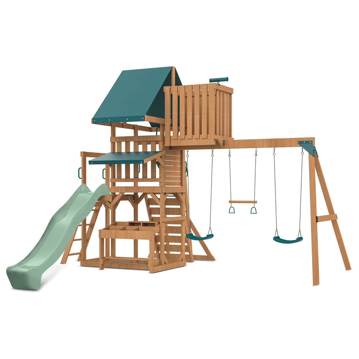Lifespan Kids Walton Swing Set, Monkey Bars & Play Centre with 2.2m Slide (Pastel Green) Awezingly