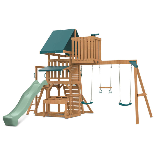 Lifespan Kids Walton Swing Set, Monkey Bars & Play Centre with 2.2m Slide (Pastel Green) Awezingly