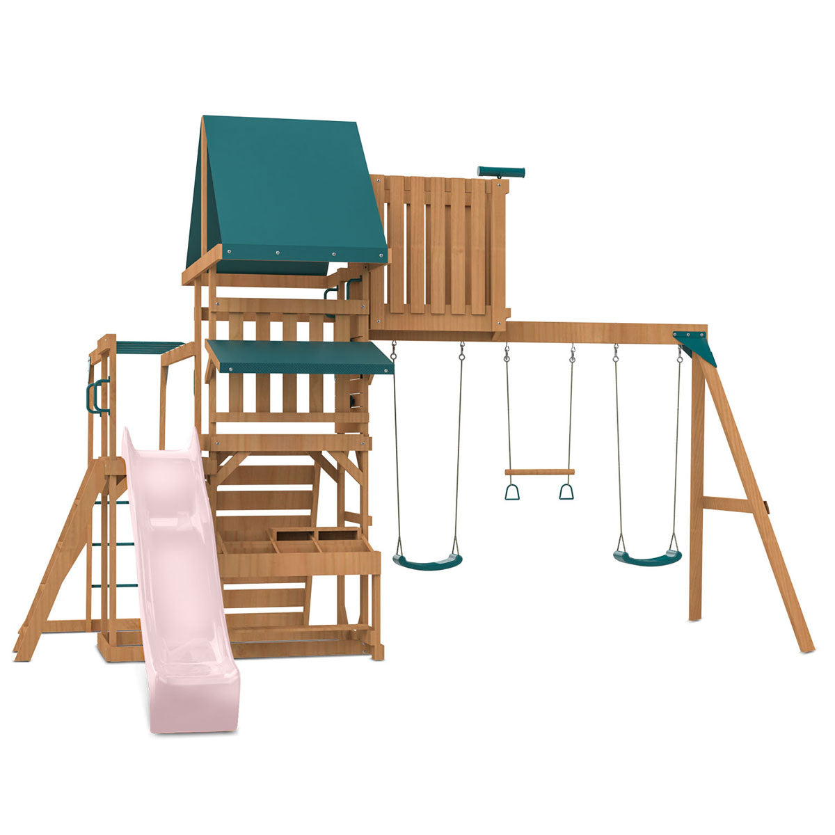 Lifespan Kids Walton Swing Set, Monkey Bars & Play Centre with 2.2m Slide (Pastel Pink) Awezingly