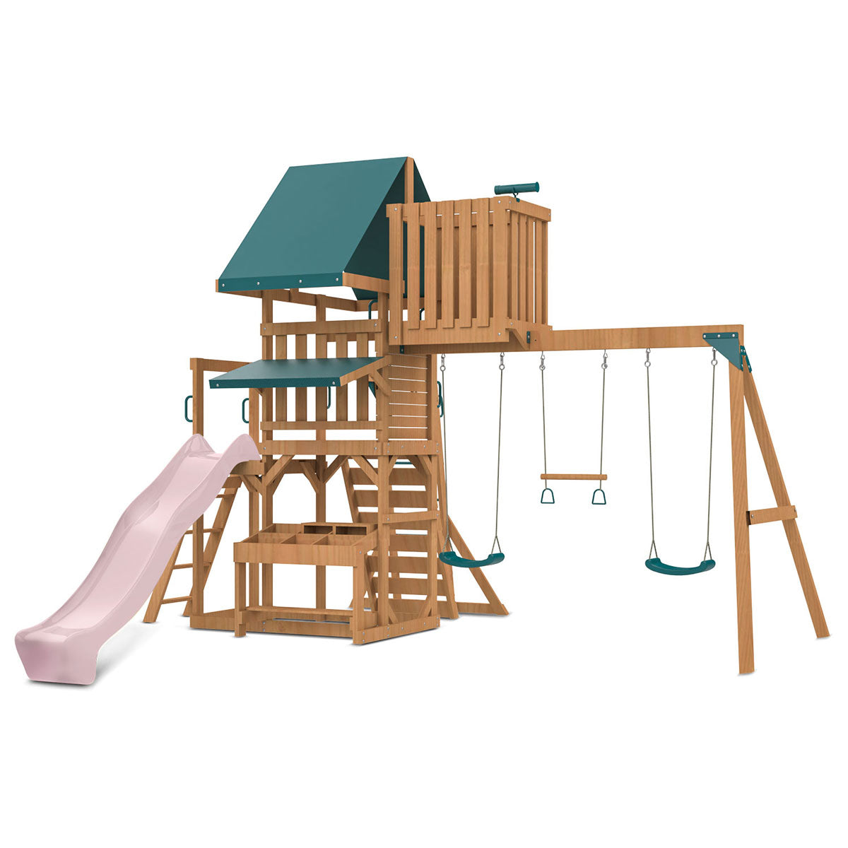 Lifespan Kids Walton Swing Set, Monkey Bars & Play Centre with 2.2m Slide (Pastel Pink) Awezingly