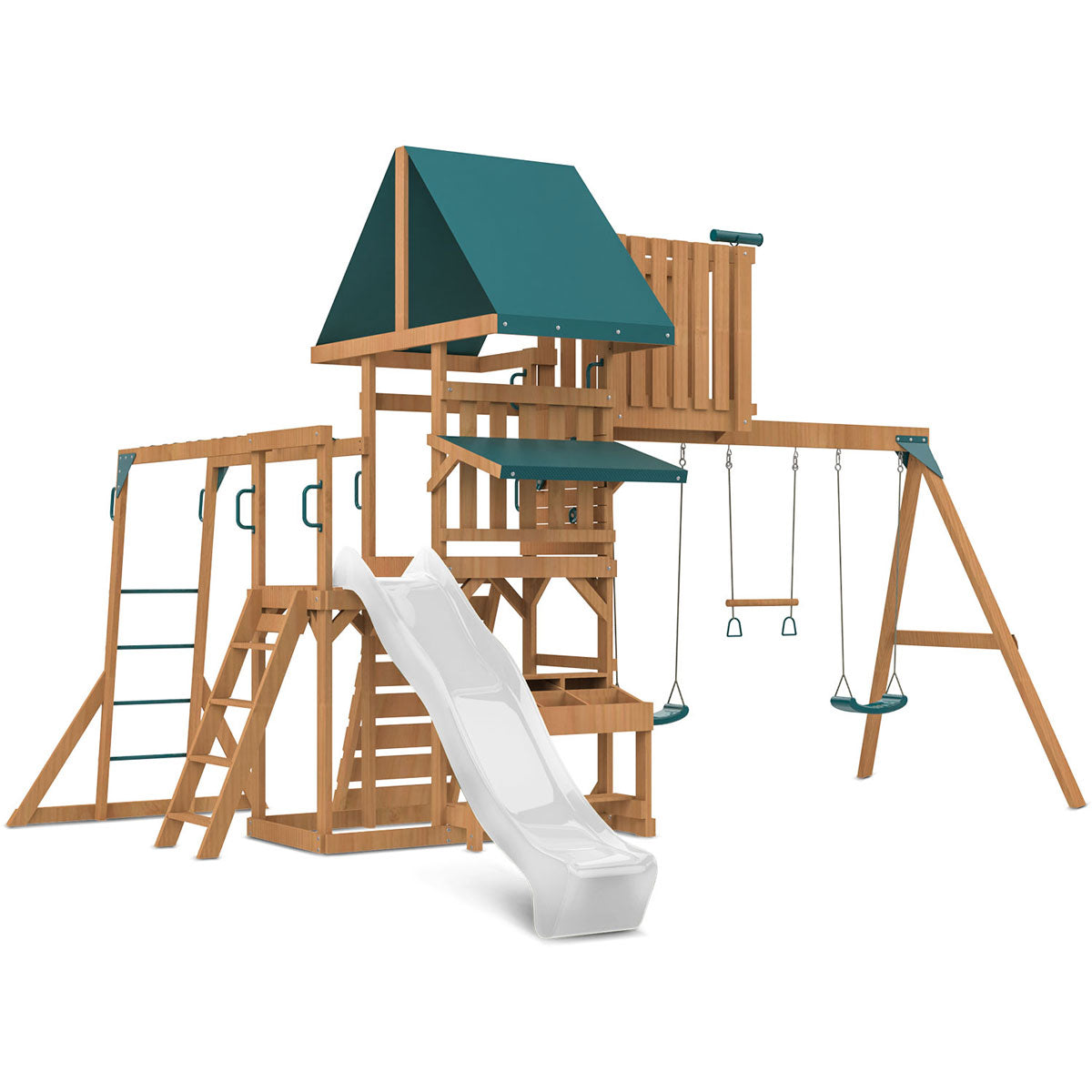 Lifespan Kids Walton Swing Set, Monkey Bars & Play Centre with 2.2m Slide (White) Awezingly