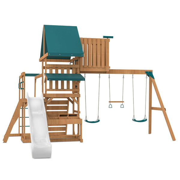 Lifespan Kids Walton Swing Set, Monkey Bars & Play Centre with 2.2m Slide (White) Awezingly