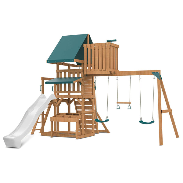 Lifespan Kids Walton Swing Set, Monkey Bars & Play Centre with 2.2m Slide (White) Awezingly