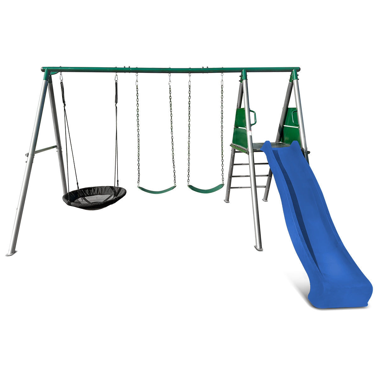 Lifespan Kids Europa Commercial Grade Steel Swing Set with Climb & 2.2m Slide (Blue) Awezingly