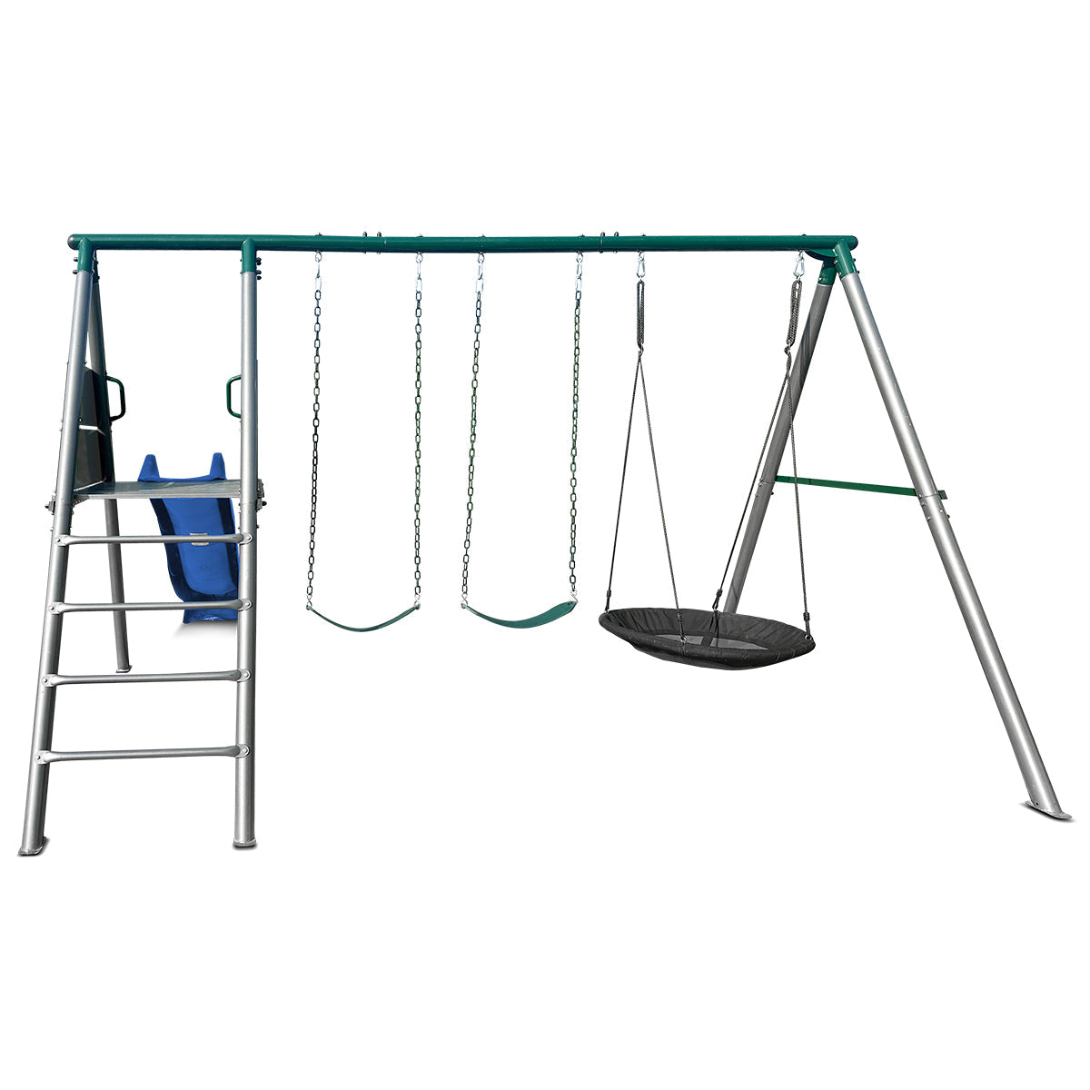 Lifespan Kids Europa Commercial Grade Steel Swing Set with Climb & 2.2m Slide (Blue) Awezingly