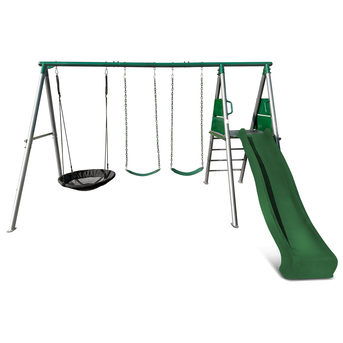 Lifespan Kids Europa Commercial Grade Steel Swing Set with Climb & 2.2m Slide (Green) Awezingly