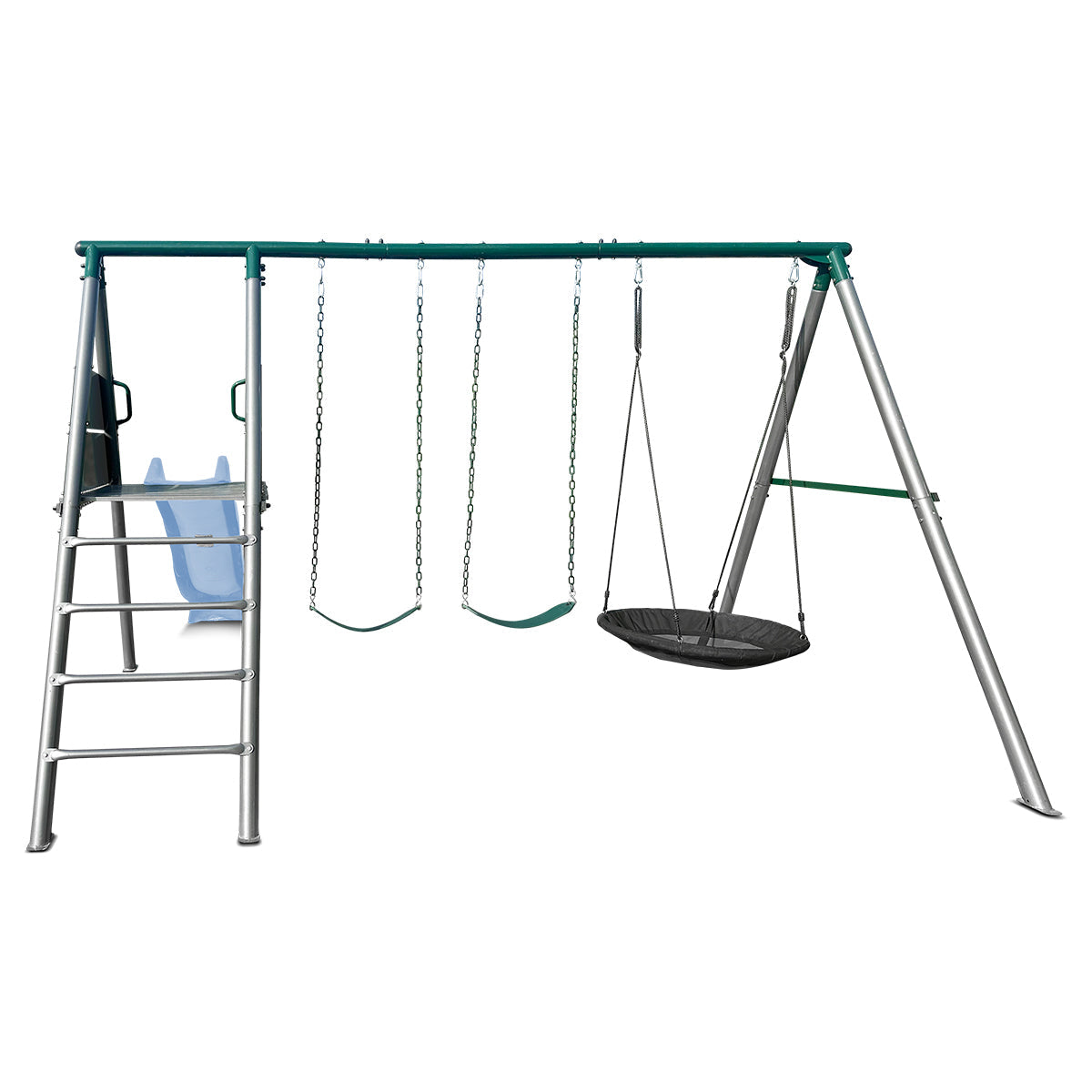 Lifespan Kids Europa Commercial Grade Steel Swing Set with Climb & 2.2m Slide (Pastel Blue) Awezingly