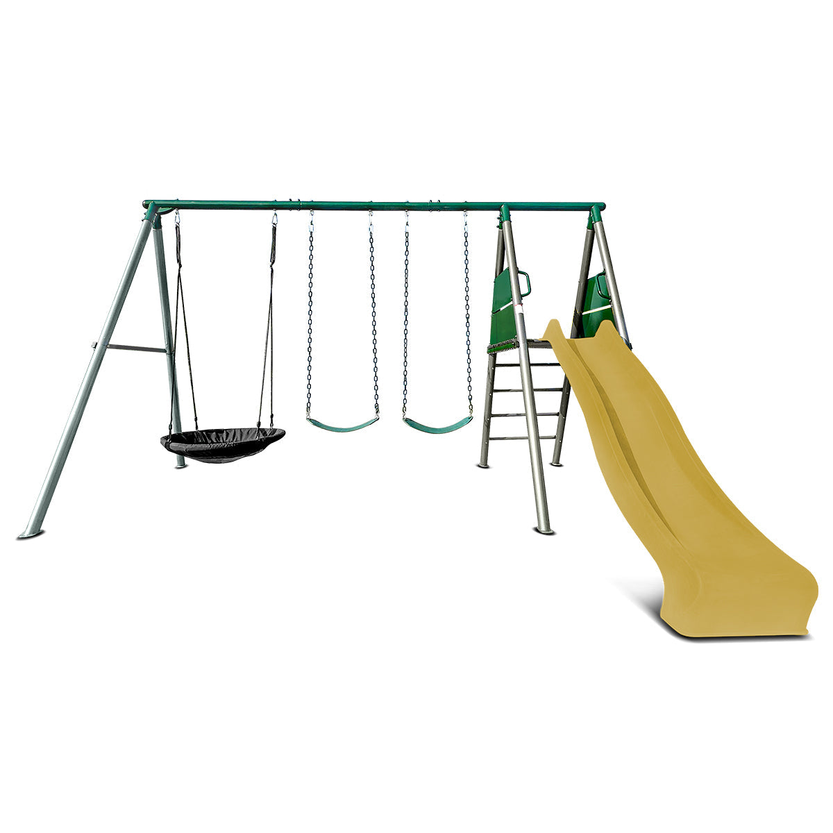 Lifespan Kids Europa Commercial Grade Steel Swing Set with Climb & 2.2m Slide (Yellow) Awezingly