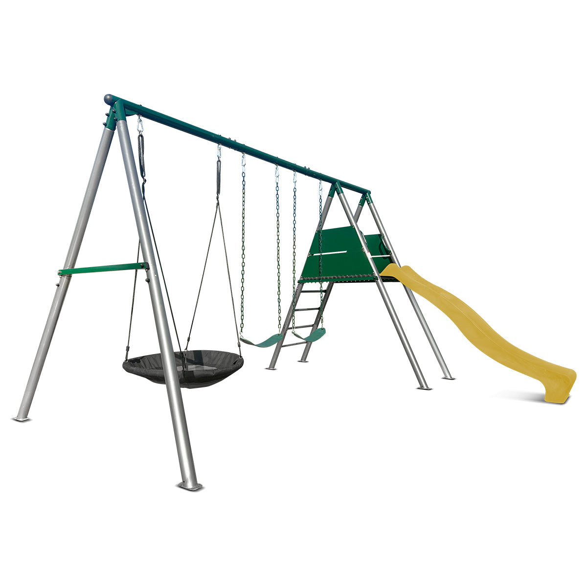 Lifespan Kids Europa Commercial Grade Steel Swing Set with Climb & 2.2m Slide (Yellow) Awezingly