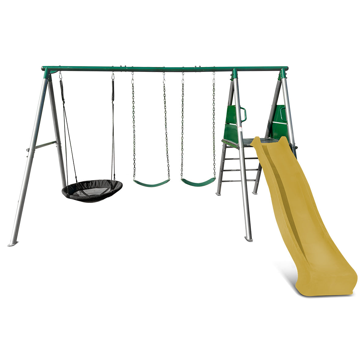 Lifespan Kids Europa Commercial Grade Steel Swing Set with Climb & 2.2m Slide (Yellow) Awezingly