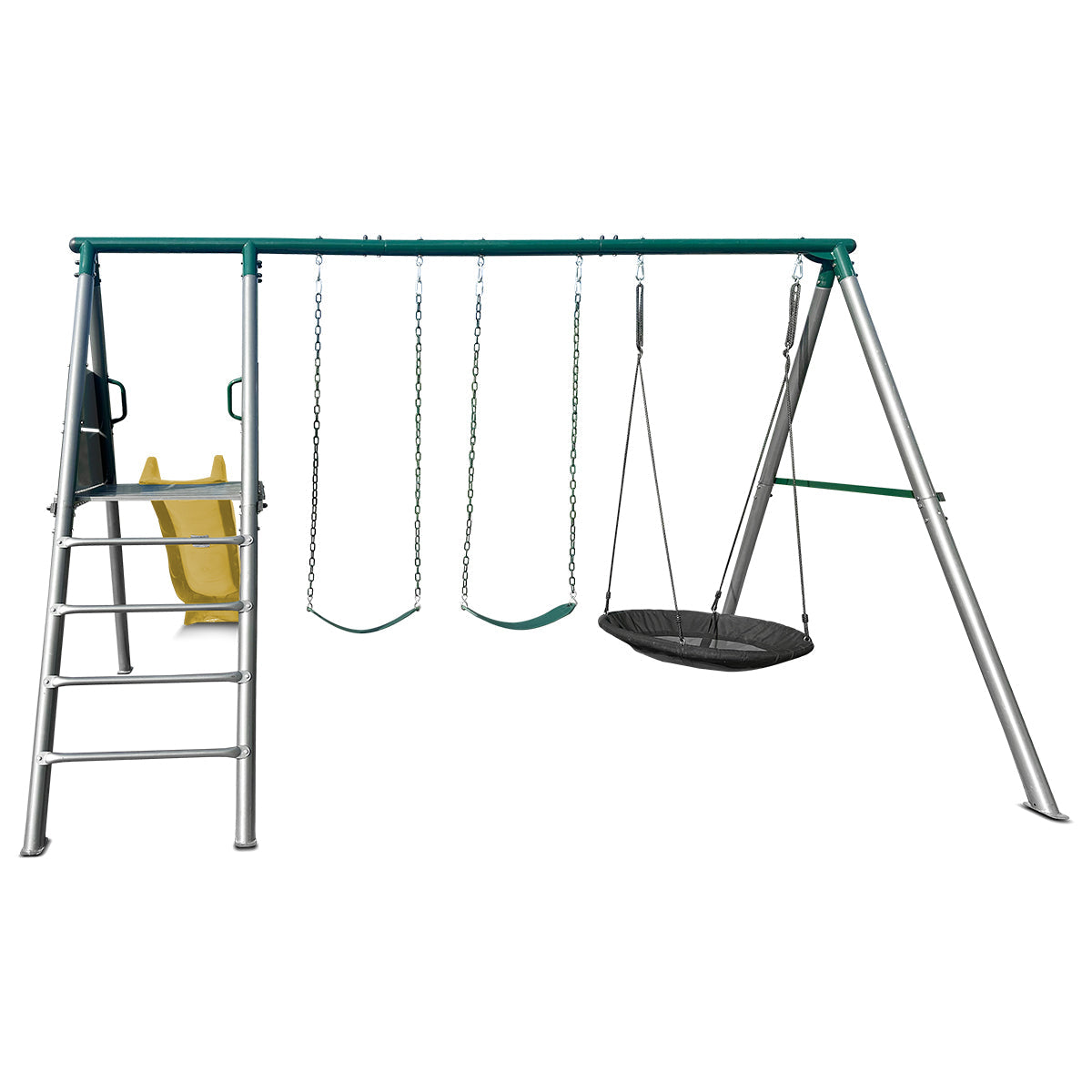 Lifespan Kids Europa Commercial Grade Steel Swing Set with Climb & 2.2m Slide (Yellow) Awezingly
