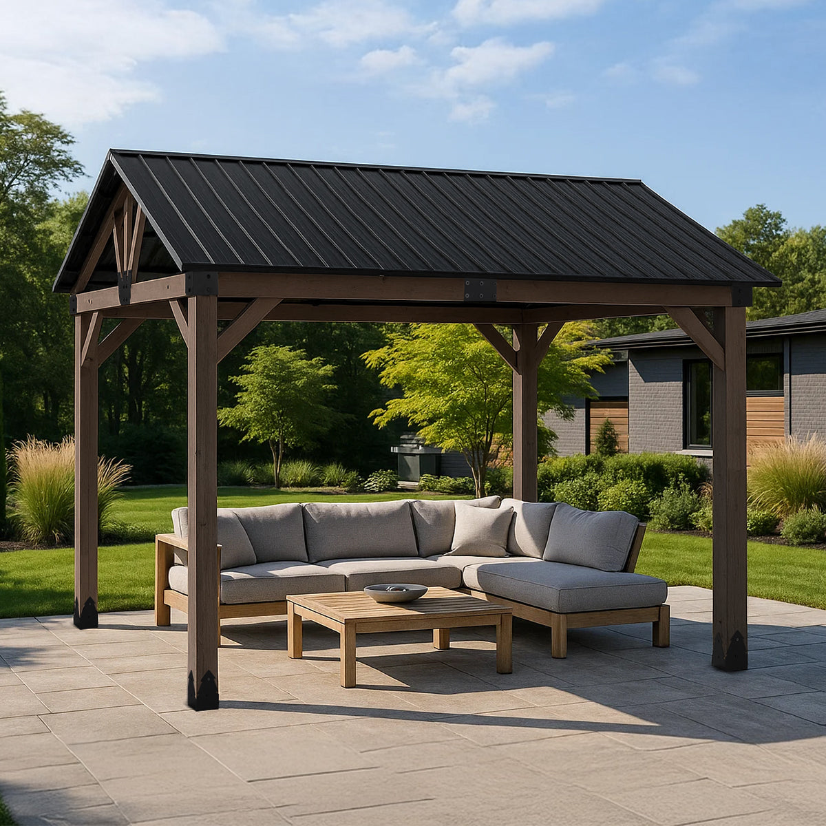 Yardtopia Fremantle 3.6m x 3m Timber & Steel Gable Roof Gazebo Awezingly