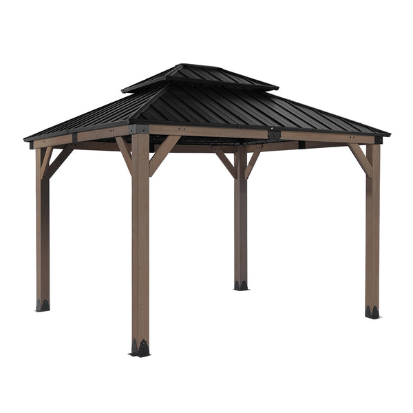 Yardtopia Maryborough 3m x 3m Timber & Steel Double Hip Roof Gazebo Awezingly