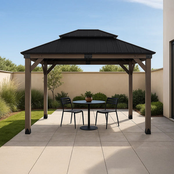 Yardtopia Maryborough 3m x 3m Timber & Steel Double Hip Roof Gazebo Awezingly