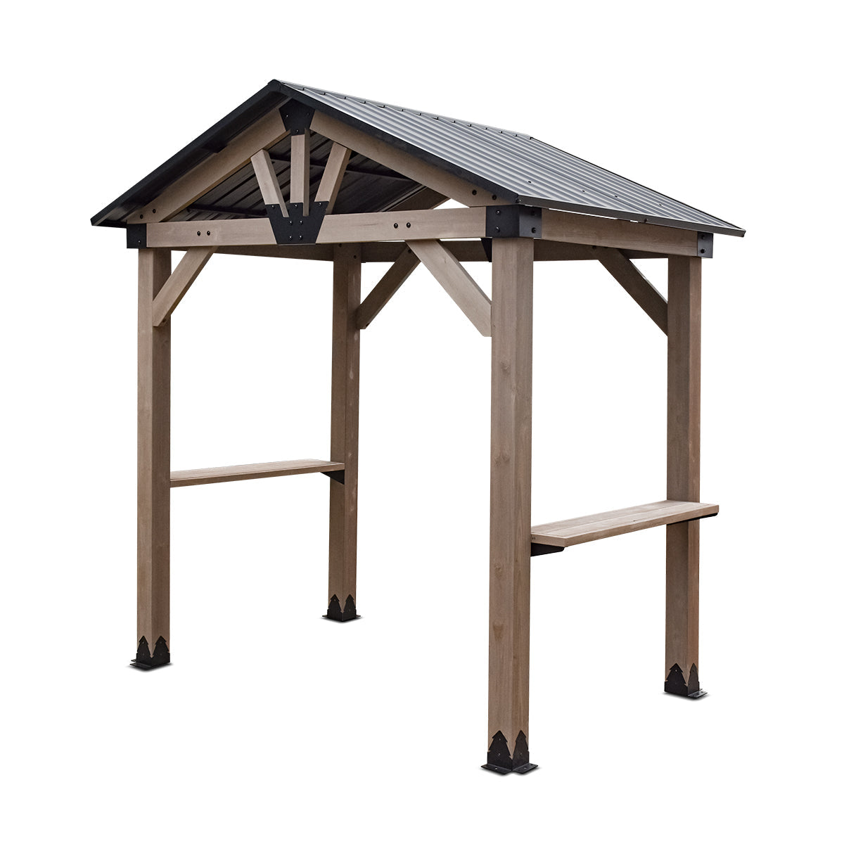 Yardtopia Oslo 2.4m x 1.8m BBQ/Grill Timber & Steel Gable Roof Gazebo Awezingly