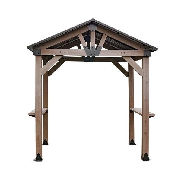 Yardtopia Oslo 2.4m x 1.8m BBQ/Grill Timber & Steel Gable Roof Gazebo Awezingly