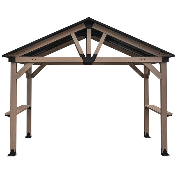 Yardtopia Oslo XL 3.6m x 2.4m BBQ/Grill Timber & Steel Gable Roof Gazebo Awezingly