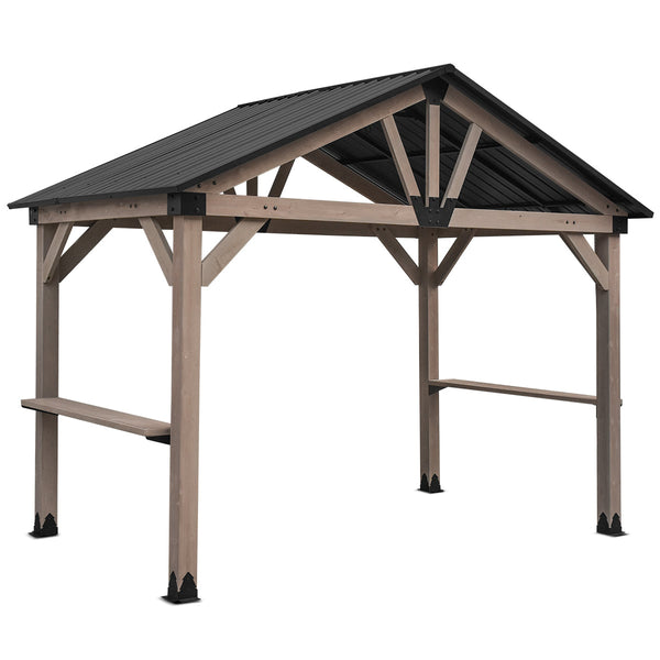 Yardtopia Oslo XL 3.6m x 2.4m BBQ/Grill Timber & Steel Gable Roof Gazebo Awezingly