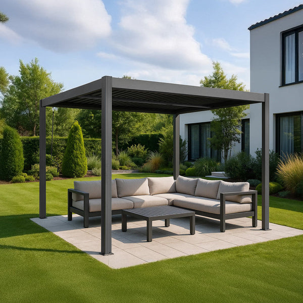 Yardtopia Elmont 3m x 3m Aluminium Adjustable Louvre Pergola Awezingly