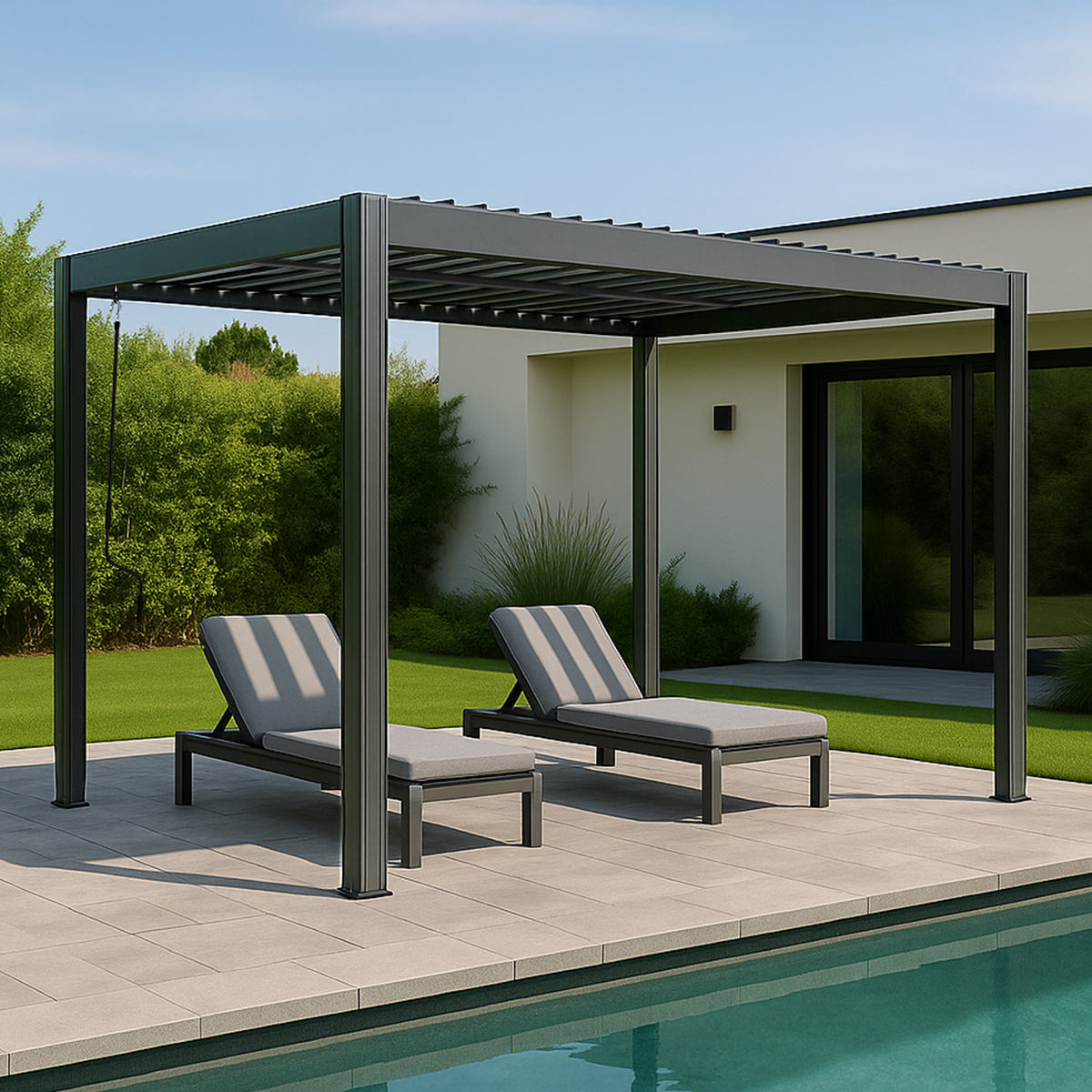 Yardtopia Elmont 3m x 4m Aluminium Adjustable Louvre Pergola Awezingly