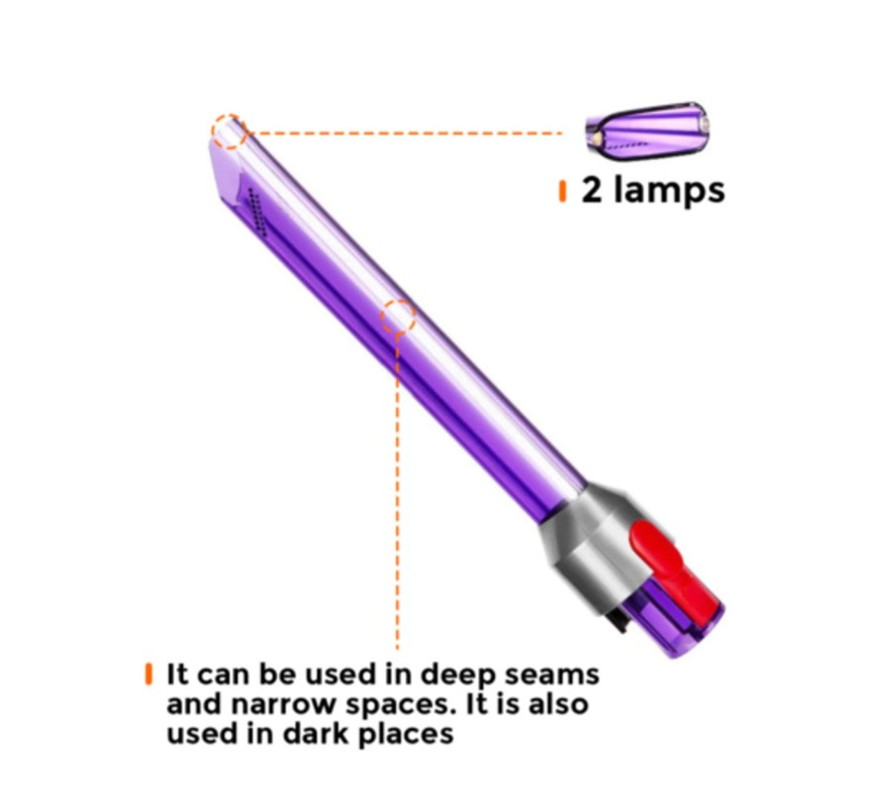 LED Light Pipe Crevice Tool for Dyson V15 Detect SV22 Cordless Vacuum Cleaner Awezingly