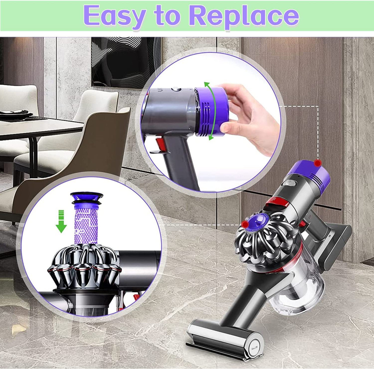 3 X Filter Kits for DYSON V7 (SV11, SV37) & V8 (SV10, SV25) Vacuum Cleaners Awezingly