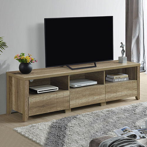 TV Cabinet 3 Storage Drawers with Shelf Natural Wood like MDF Entertainment Unit in Oak Colour Does Not Apply
