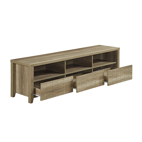 TV Cabinet 3 Storage Drawers with Shelf Natural Wood like MDF Entertainment Unit in Oak Colour Does Not Apply