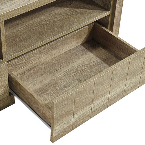 TV Cabinet 3 Storage Drawers with Shelf Natural Wood like MDF Entertainment Unit in Oak Colour Does Not Apply