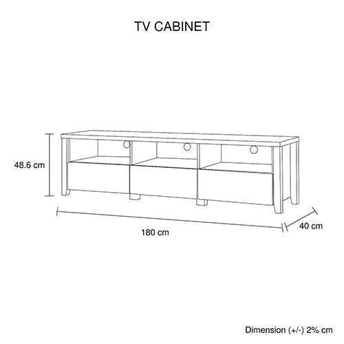 TV Cabinet 3 Storage Drawers with Shelf Natural Wood like MDF Entertainment Unit in Oak Colour Does Not Apply