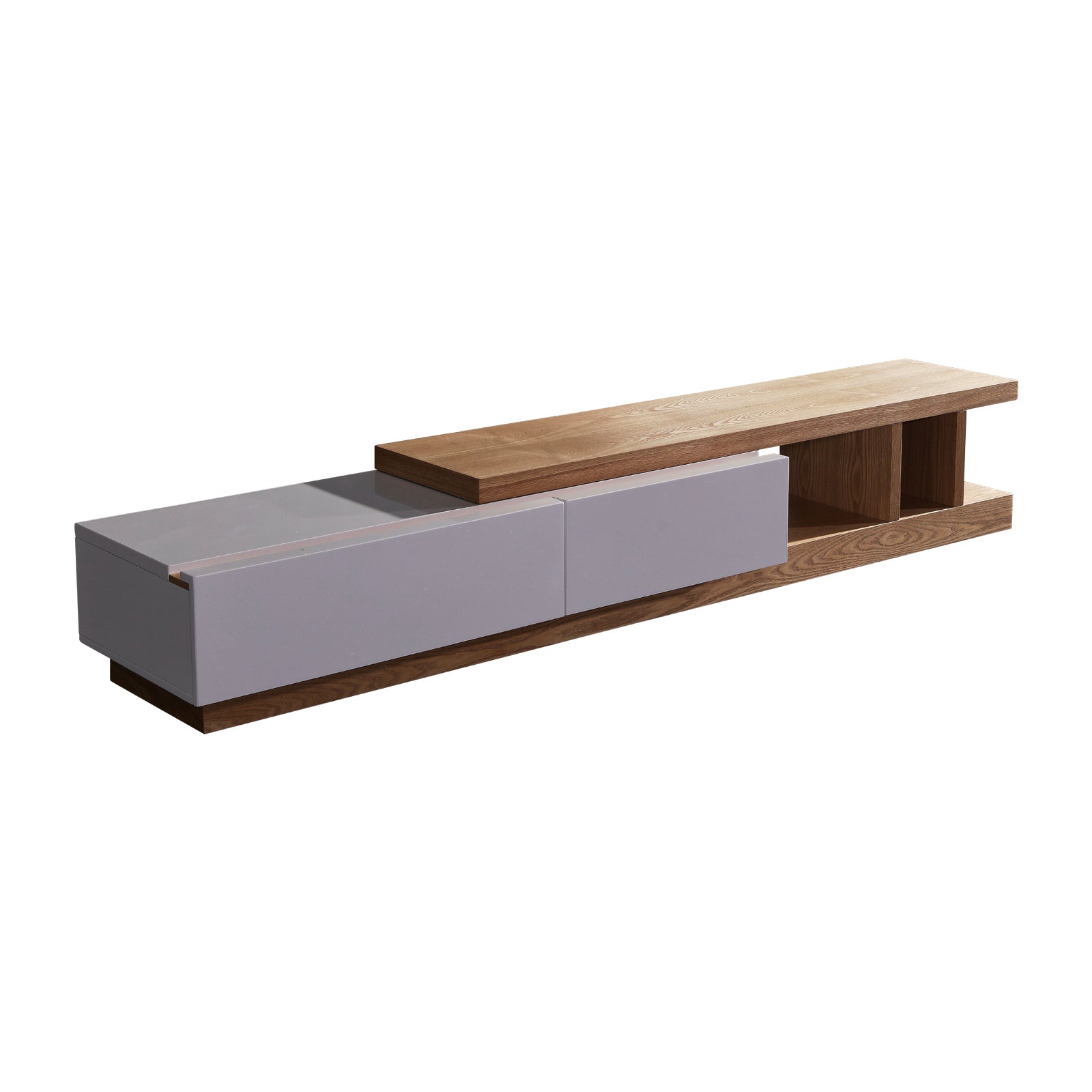 TV Cabinet with 2 Storage Drawers With High Glossy Assembled Entertainment Unit in White Ash colour Does not apply