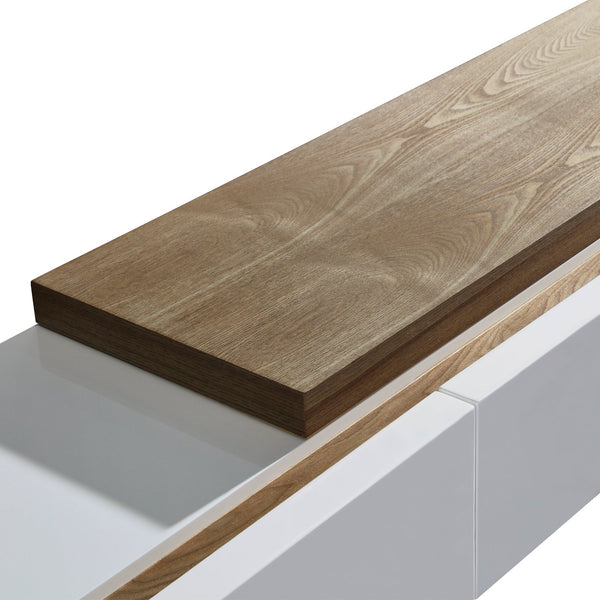 TV Cabinet with 2 Storage Drawers With High Glossy Assembled Entertainment Unit in White Ash colour Does not apply