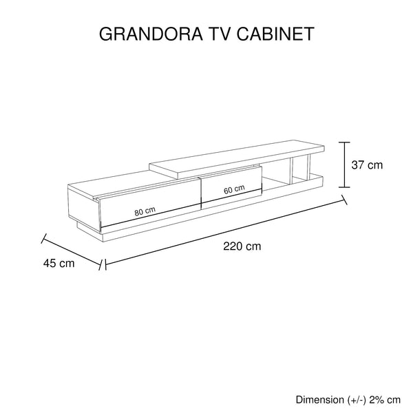 TV Cabinet with 2 Storage Drawers With High Glossy Assembled Entertainment Unit in White Ash colour Does not apply