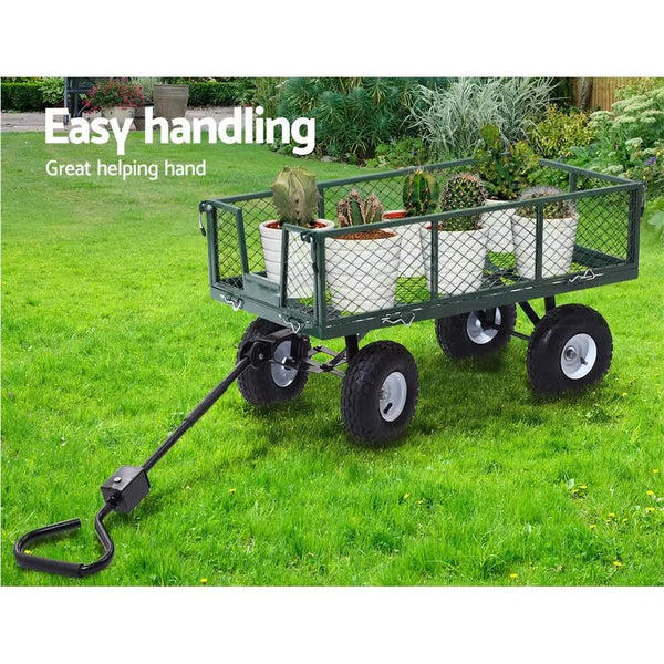 300kg Gardeon Mesh Garden Cart Steel Removable Sides Trolley Wagon ATV Trailer Gardeon