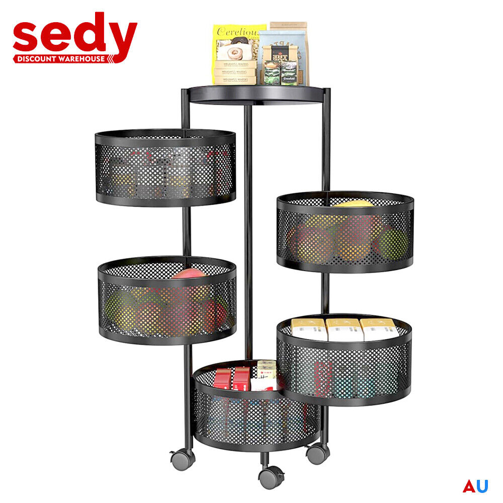 5 Tiers Kitchen Trolley Cart Wheels Round Vegetable Storage Holder Fruit Holder Does Not Apply