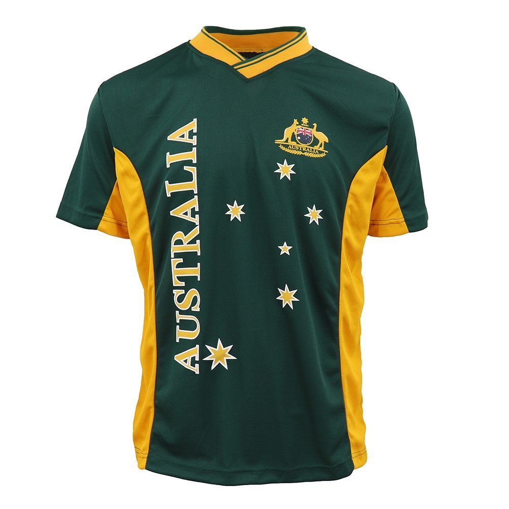 Adults Kids Men's Sports Soccer Rugby Jersy T Shirt Australia Day Polo Souvenir, Green, 12 (Kids) Unique