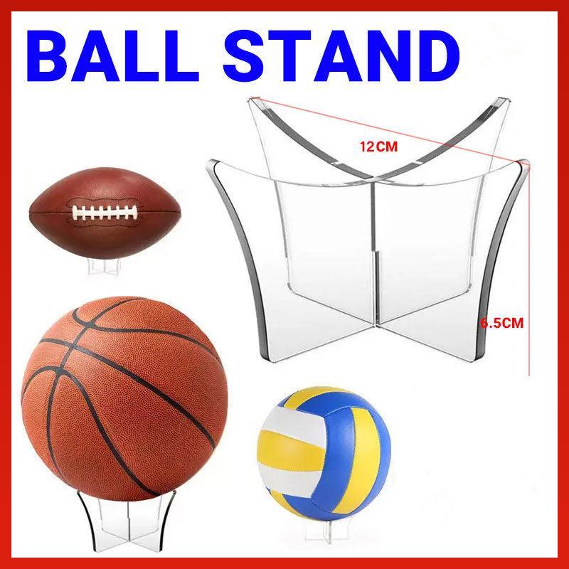 12Cm Clear Acrylic Ball Stand Holder Display Rugby Basketball Football Soccer Unique